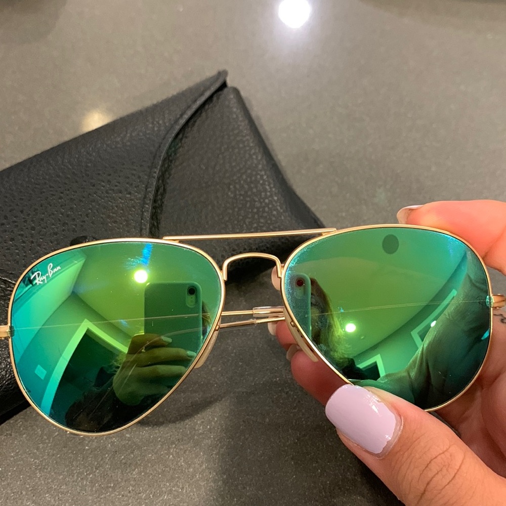 Basically new green Ray Bans. Perfect condition